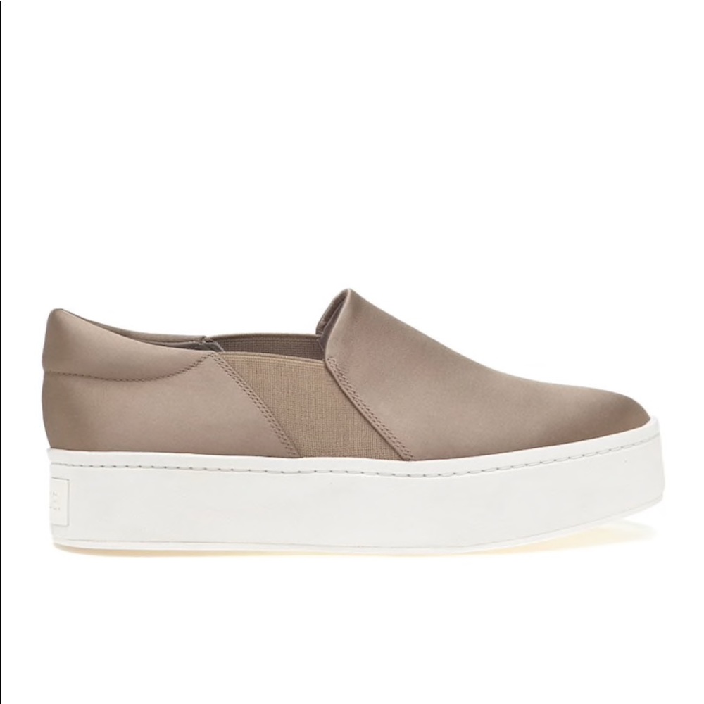 Vince Beige Satin Platform Sneakers